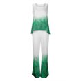 thumbnail image 4 of Mikilon Ensemble Stylé pour Femme 2 Pcs Décontracté Ample Imprimé Gilet Pantalon Long Sans Manches Col Rond Haut/chemise Ensemble Vert Menthe TP, 4 of 5