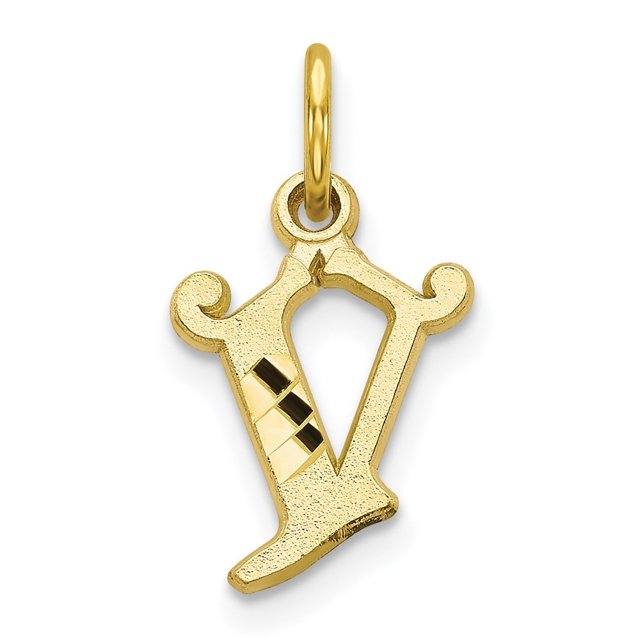Diamond2Deal 10K Yellow Gold Solid Small Letter V Initial Charm Pendant for Women
