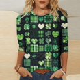 thumbnail image 1 of Mceream Manches 3/4 St Patricks Day Shirt Hauts pour Femmes Printemps Col Rond T-Shirts Décontractés Blouses à Imprimé Floral T-Shirts Graphiques Tenues d'Été Hauts Bohèmes Grande Taille Chemises à Imprimé Shamrock TTTTG, 1 of 5