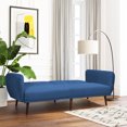 thumbnail image 4 of Costway Convertible Futon Sofa Bed Adjustable Couch Sleeper w/ Wood Legs Navy, 4 of 10