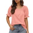 thumbnail image 1 of Birdeem Hauts Blouses Décontractés pour Femmes à Couleur Unie à Encolure Carrée à Manches Courtes, 1 of 8