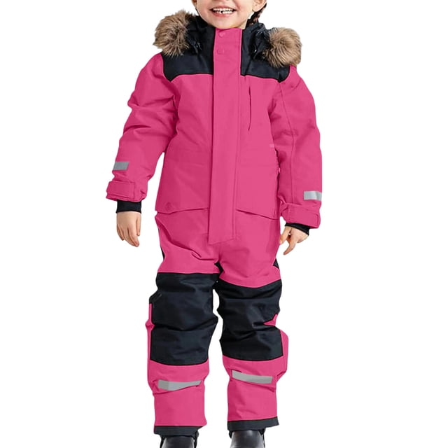 JMYHOAM Snow Suits Enfants Filles Garçons Combinaisons de Neige Colorées Combinaisons de Ski Manteaux Combinaisons d'Hiver