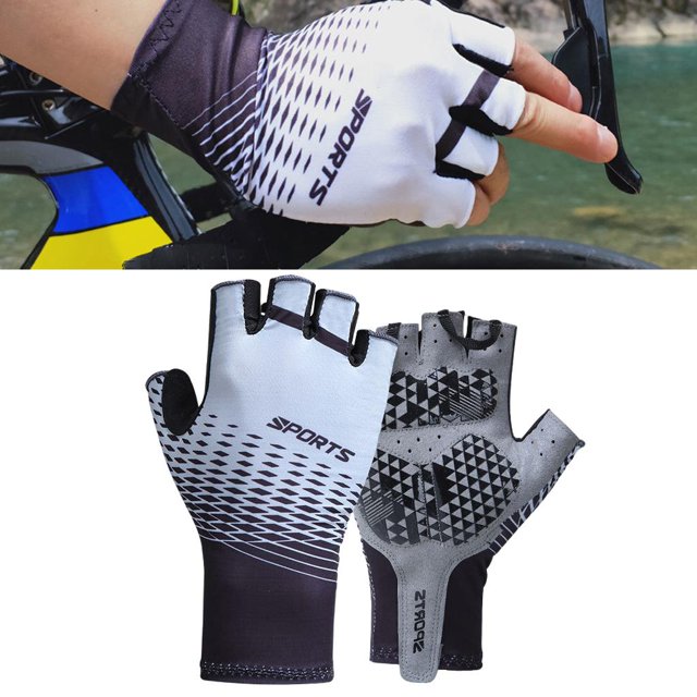 Cycling Bike Sweat Fingerless Anti Breathable Shock Absorption Gray XL