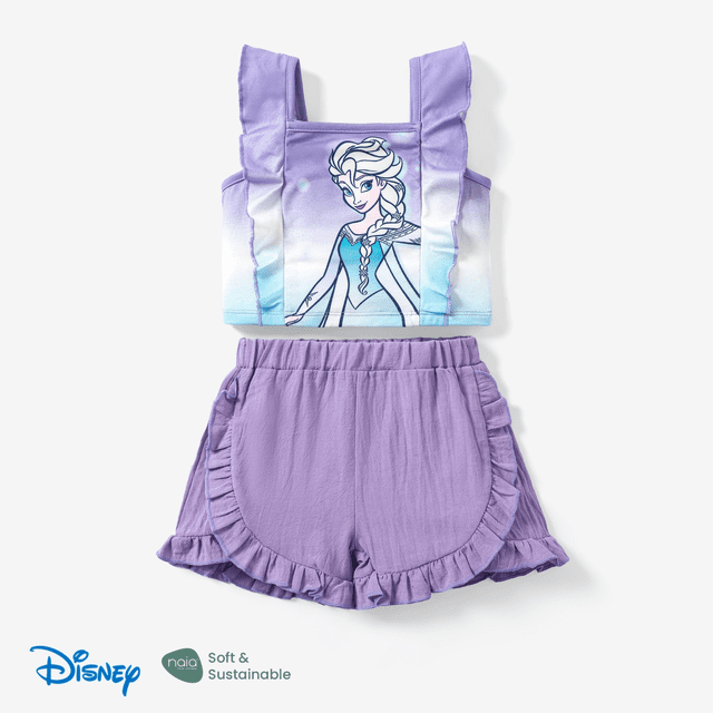 Disney Disney Frozen Elsa & Anna 2pcs Naia™ Gradient Print Camisole with Ruffled Shorts Set