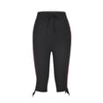 thumbnail image 4 of Capris Extensibles pour Femmes, Pantalon Évasé Court, Jambe Découpée, Capris en Polyester Grande Taille pour Femmes, Pantalons d'Été, Pantalons Capris pour Dames Style C-25 Noir 3TG, 4 of 7