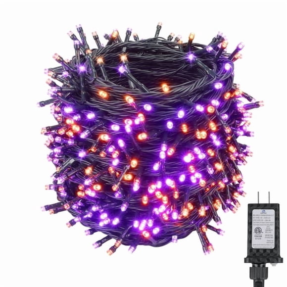 Magotan Guirlande Lumineuse d'Halloween 600 LED 200 Pieds Extérieur Intérieur Orange et Violet Décorations d'Halloween Guirlandes Lumineuses