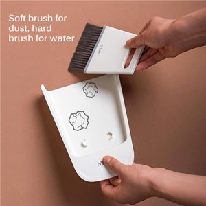 Mini Broom Dustpan Set Desktop Lightweight Plastic Broom Dust Pan Tiny Dustpan Brush Set For Cleaning Table Countertop Keyboard Grey White