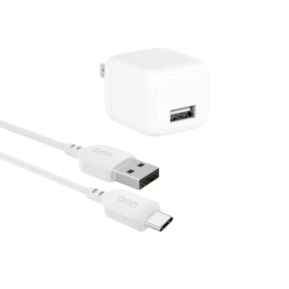 onn. 2.4 Amp USB Wall Charging Kit with 3 FT. USB to USB-C Cable