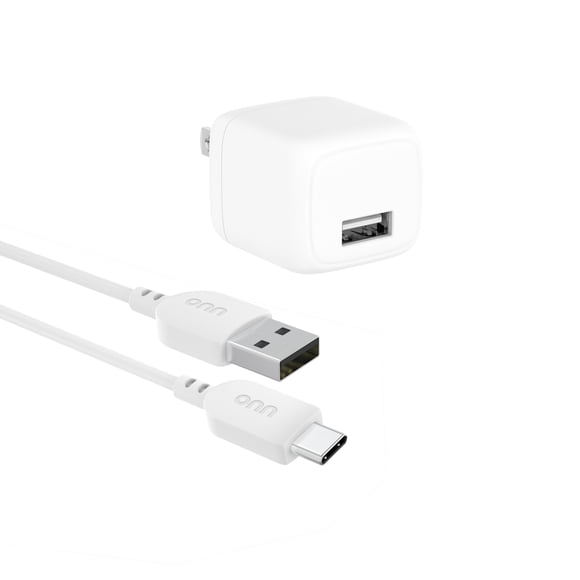 onn. 2.4 Amp USB Wall Charging Kit with 3 FT. USB to USB-C Cable