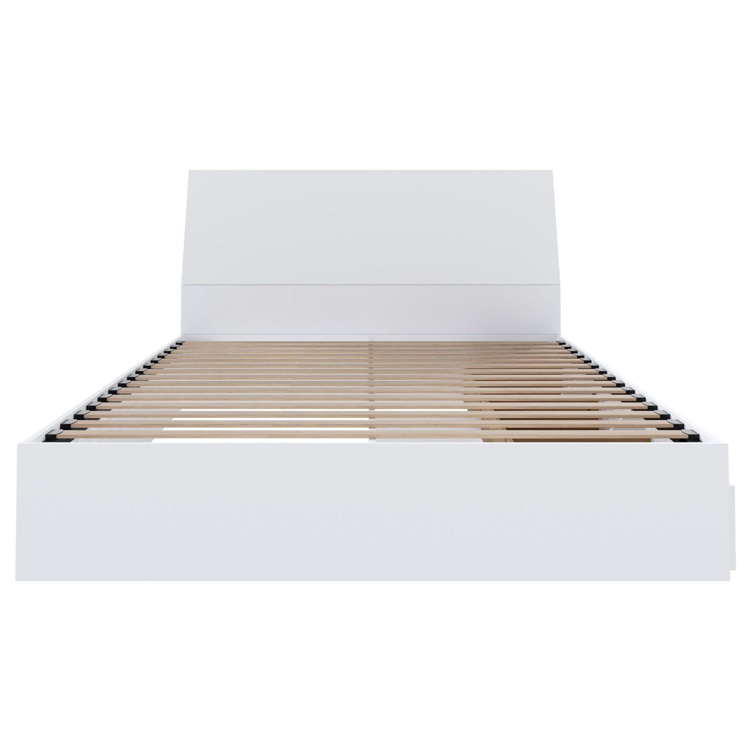 Lit rangement queen avec tête de lit Paris de Nexera, fini blanc