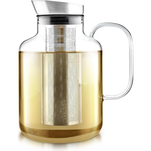 Teabloom 100% Plastic-Free Extra-Large Multi-Brew Borosilicate Glass Teapot + Kettle + Pitcher – Steep and Serve Hot Tea, Iced Tea, Cold Brew Tea and Fruit Infused Water – Legacy Tea Maker