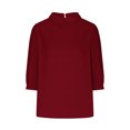 thumbnail image 5 of AherBiu Chemises en Lin pour Femmes Manches 3/4 Col à Revers Style Rétro Hauts Décontractés Amples Mode Automne 2024 Blouses, 5 of 5