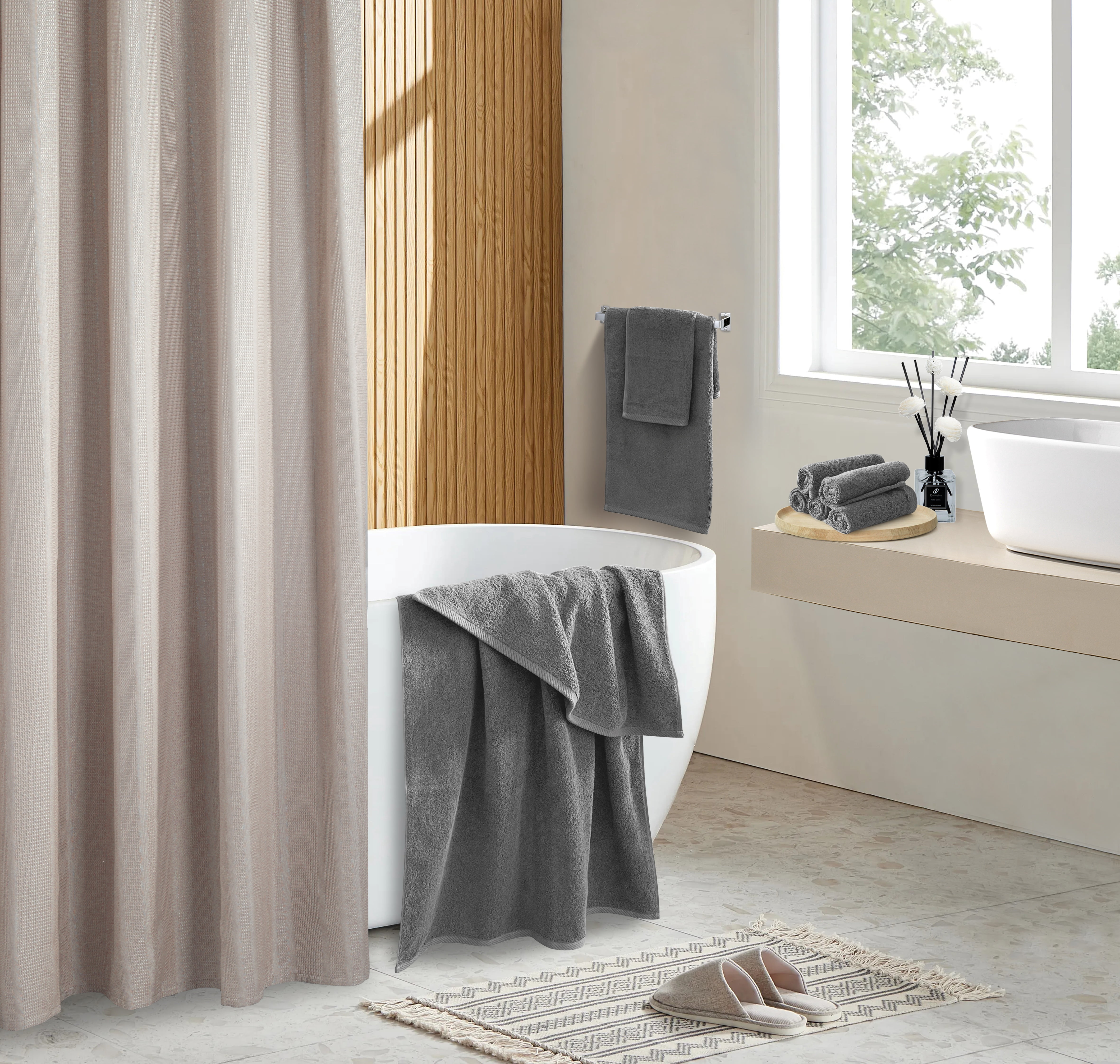 Swift Home 2 Pack Bath Towel Set – 100% Cotton, Luxuriously Soft, Highly Absorbent, Quick Dry, Grey
