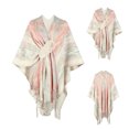 thumbnail image 4 of XZNGL Hauts de Mode pour Femmes Hauts de Mode pour Femmes Automne Hiver Boule de Cheveux Contrastante à Rayures Cape à Franges Châle Hauts Vêtements d'Hiver pour Femmes, 4 of 6