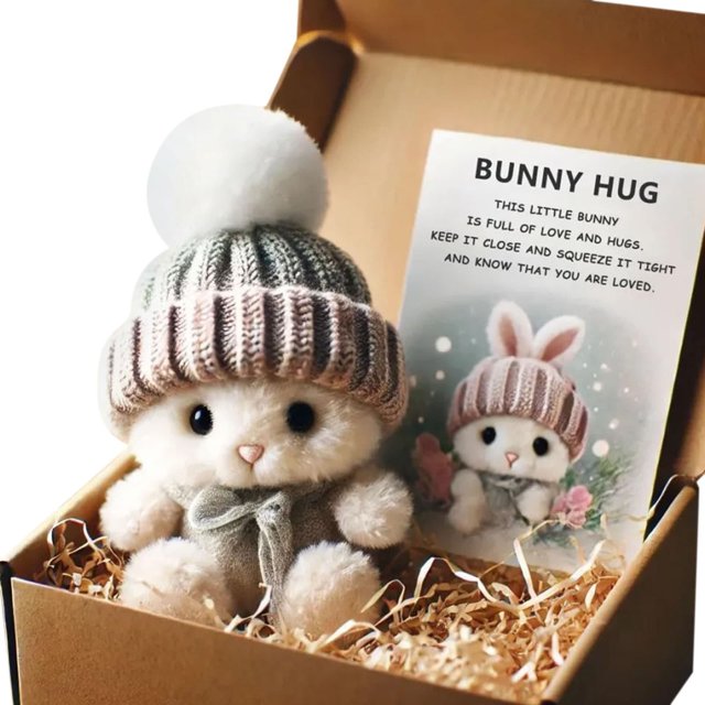 C Mini Bunny Easter Gift Box With Soft Plush Fabric, Cute Rabbit Design And Sturdy Construction For Holiday Treats, Kids Presents And Party Favors