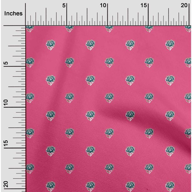 oneOone Polyester Lycra Fabric Floral Block Printed Fabric 1 Yard 56 Inch Wide
