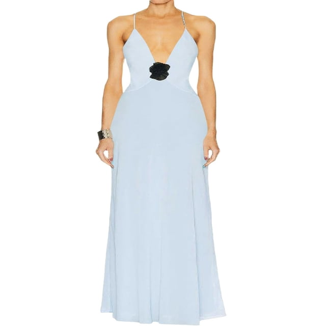 Robe Élégante à Fleurs pour Femmes, Dos Nu, Longue Robe de Soirée