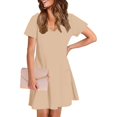 thumbnail image 3 of Liquidation d'Été 2025! Robe Grande Taille pour Femmes, Liquidation de Robe d'Été pour Femmes, Mode Féminine Robe Décontractée à Manches Courtes Col en V Couleur Unie, 3 of 4