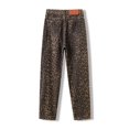 thumbnail image 3 of Jean à Imprimé Léopard pour Femmes Taille Haute Y2k Rétro Mode Mode Urbaine Pantalon en Denim, 3 of 7