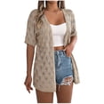 thumbnail image 1 of Timegard Womens Summer Tops Short Sleeve Hollow out Cover up Boho Open Front Knitted Cardigan Beach Wear, 1 of 7