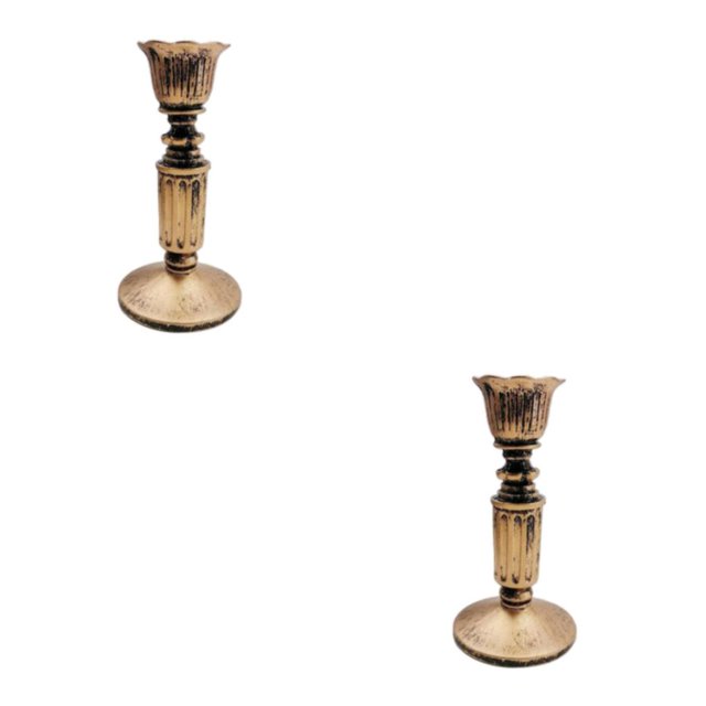 Thinsony Pillar Candle Holder Candlelight Home Decor Party for Dining Christmas Bronze Type B 2Set