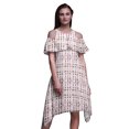thumbnail image 1 of Bimba Tunique à Épaules Dénudées Imprimée Teinture sur Nœuds Violette pour Femmes Robe de Soirée Col Rond - TP, 1 of 6