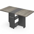thumbnail image 1 of Garvee Table à Manger Pliant de 47,2 Pouces, Pliant et Extensible, 6 Roues et 2 Tablettes de Rangement, Gris et Noir, 1 of 8