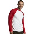 thumbnail image 3 of SLM T-Shirt Raglan de Baseball en Coton à Manches Longues pour Homme - Blanc/rouge - 3TG, 3 of 4