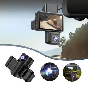 Dvkptbk Enregistreur de conduite WiFi Trois records haute définition 1080P Vision nocturne infrarouge Ultra Grand Angle Trois Lens Car Recorder Dash Cam Accessoires de voiture sur la clairance