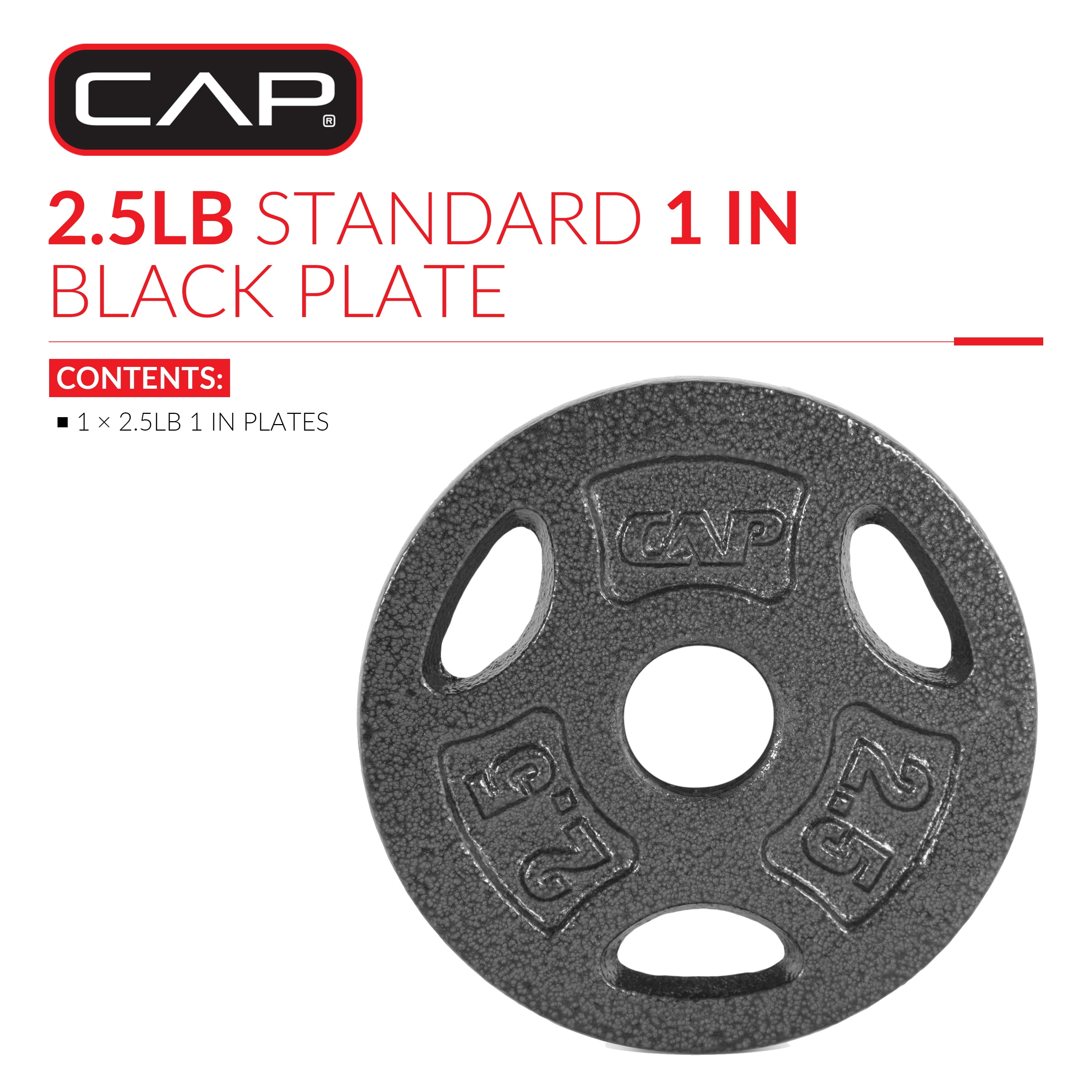 Plaque de préhension standard en fonte CAP Barbell, 1 pouce, 10 lb, simple, noire