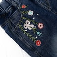 thumbnail image 4 of Kidscool Space Girls Floral Embroidered Ripped Washed Elastic Waist Jeans,Flower and Bowknot,5-6 Years, 4 of 6
