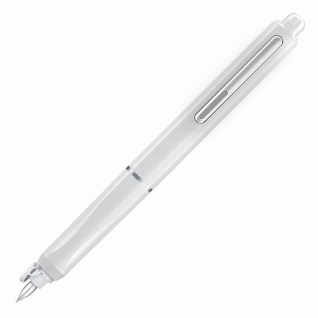 WRITECH RETRACTABLE FOUNTAIN PEN in white with a fine nib and retractable design. Includes black ink and comes with 5 ink cartridges. Suitable for calligraphy, sketching, and journaling.