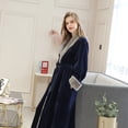 thumbnail image 3 of XZNGL Pyjama en Molleton pour Femmes, Peignoir Épais en Molleton Corail à Empiècements pour Femmes, Robe de Chambre, Pyjama, Tenue de Nuit, avec Poche, Long Peignoir pour Femmes, 3 of 9