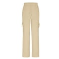 thumbnail image 4 of Timegard Womens Pants Workout Comfy High Waist Wide Leg Trousers Straight Solid Colar Pants with Button Pocket, 4 of 7