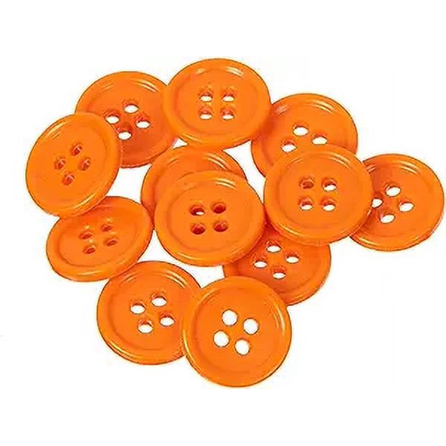 Mibo 12pcs Round Melamine Buttons with Rim - 24L(15mm) - 4 Hole - Orange