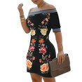 thumbnail image 1 of Short Dress Off Shoulder Skin-friendly Polyester Vintage Bodycon Midi Party Cocktail Dress for Prom, 1 of 8