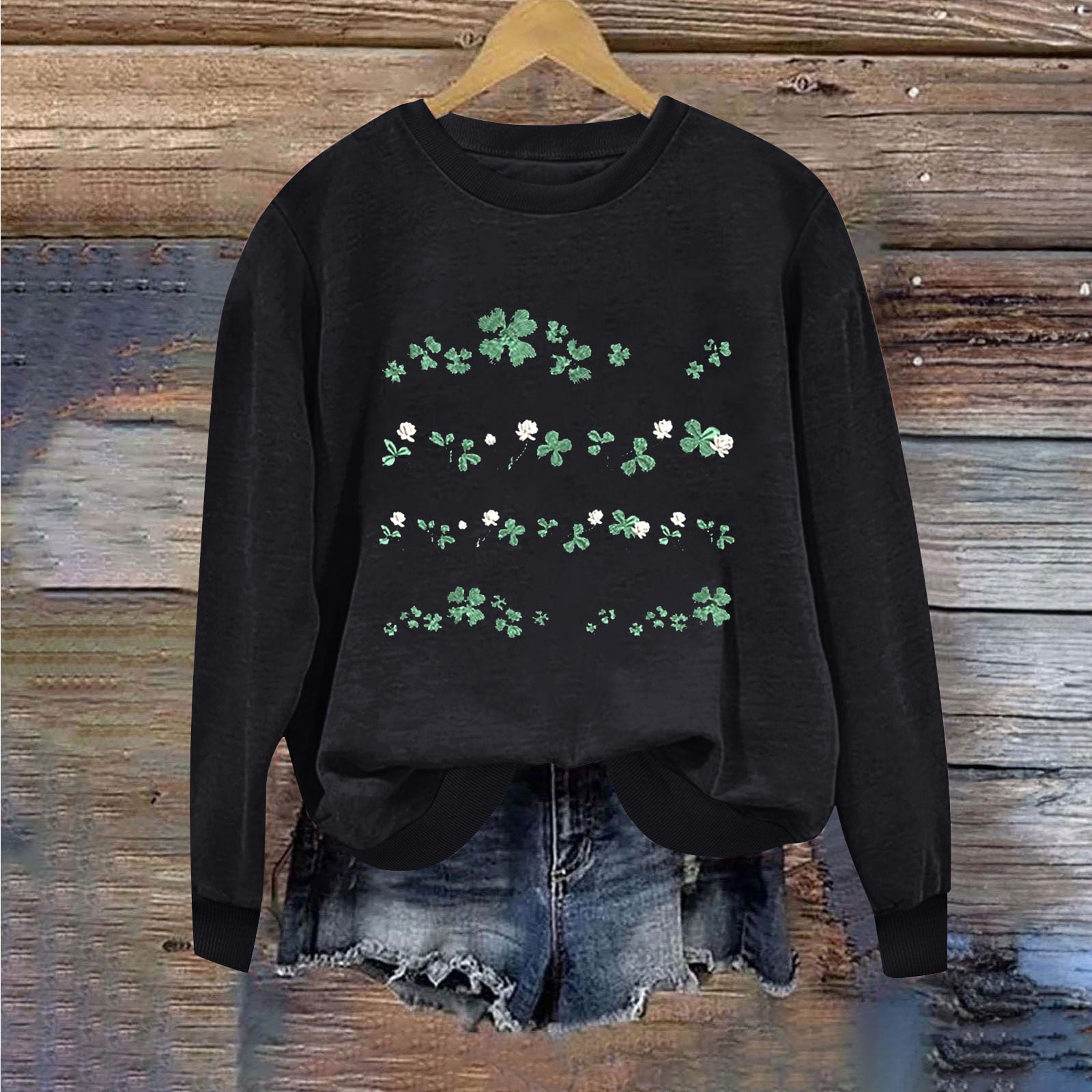 T-shirt de la Saint-Patrick pour Femmes Col Rond Imprimé Saint-Patrick Manches Longues Chandails en Molleton T-Shirt de la Saint-Patrick