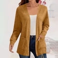 thumbnail image 2 of yoeyez Cardigan Sweaters for Women Lightweight Open Front Cardigans Plus Size Trendy Cardigan Fall Sweaters Coat with Pockets Brown,XXXXL, 2 of 7