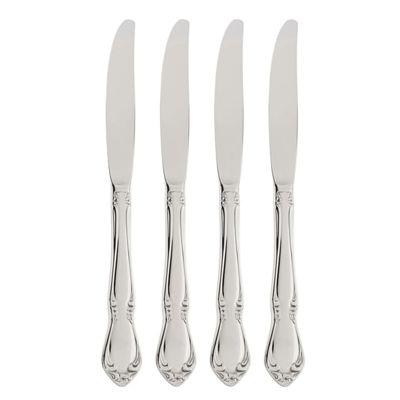 Oneida Silverware Set, Chateau Fine Flatware Dinner Knives Set, Service For 4, 18/10 Stainless Steel Knives, Dishwasher Safe, Utensils, Tableware, Cutlery, Dinner Knife (Silver,