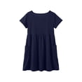 thumbnail image 4 of Robes pour Filles Enfants Mode Uni Col Rond Manches Courtes Décontracté Confortable Robe avec Poches Robes pour Tout-Petits Marine 5 Ans-6 Ans, 4 of 6