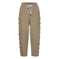 thumbnail image 3 of Plebaso Womens Capris Pants 2025 Summer Drawstring Casual Pants Lightweight Cropped Pants with Pockets, 3 of 5