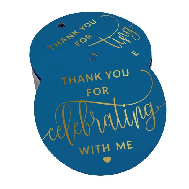 Inkdotpot Real Gold Foil Thank You For Celebrating With Me Birthday Tags Favor Hang Paper Tags 50 Pieces