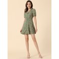 thumbnail image 2 of INSPIRE CHIC Robe Vintage Florale à Manches Courtes Col Camp Boutonnée Ligne A pour Femmes, 2 of 5