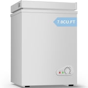 TABU Chest Freezer, 7.0 Cu Ft Deep Freezer with Adjustable Temperature, Compact Freezer with Top Open Door (White)
