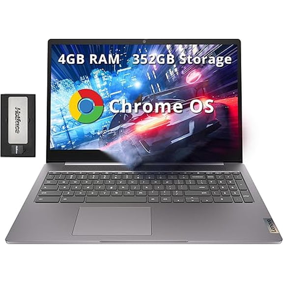 Lenovo Ideapad 3 15.6" FHD Chromebook, Intel Celeron N4500, 4GB RAM, 352GB Storage (64GB SSD+288GB Docking Station Set), ‎Intel UHD Graphics, Full Size Keyboard, Chrome OS, Artic Gray
