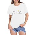 thumbnail image 1 of LUOGENLI T-shirts pour Femmes Motif Tournesol Col Rond Manches Courtes T-shirts Graphiques Été Blanc TTTG, 1 of 6