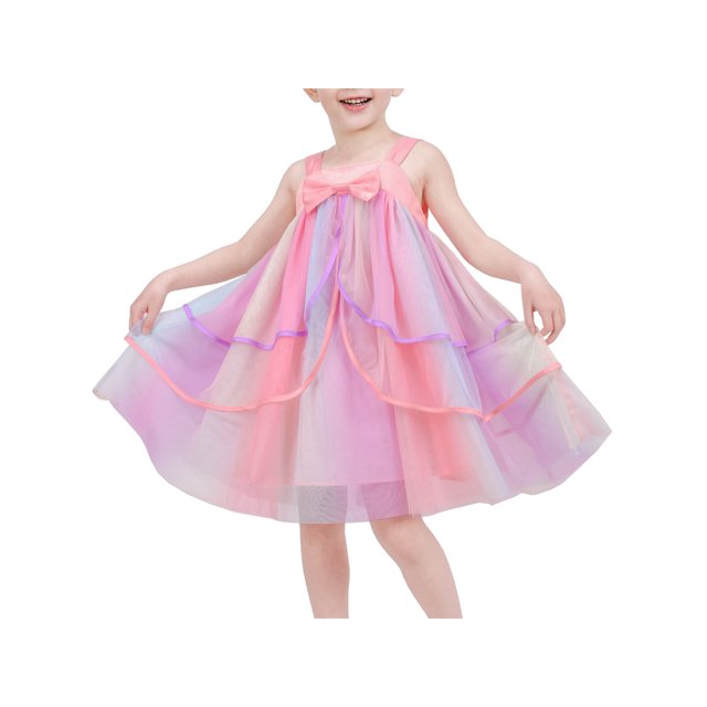 Robe Fille Multicolore Princesse Tulle Arc-en-Ciel Robe d'Été Vacances 12 Ans