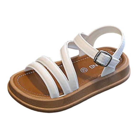 Splozh Sandals for Kids Girls Children's Casual Sandals Princess Shoes Soft Sole Fashionable Little Girl Beach Comfortable Sandals White,4.5-5 Years