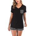 thumbnail image 3 of T-Shirts Ensemble de Pyjamas à Manches Courtes pour Femmes Haut Rayé et Shorts Pyjamas 2 Pcs de Vêtements de Maison Doux, 3 of 6
