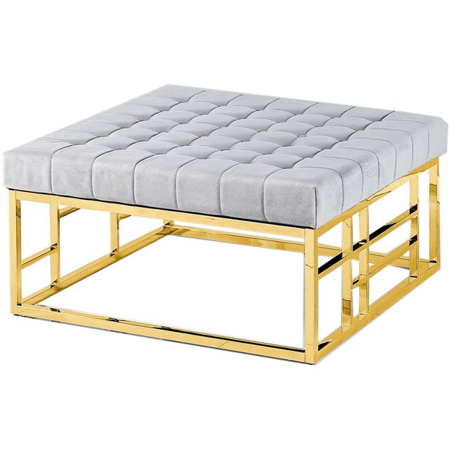Best Master Furniture Coque 36" Carrée Moderne Plaquée Or en Gris